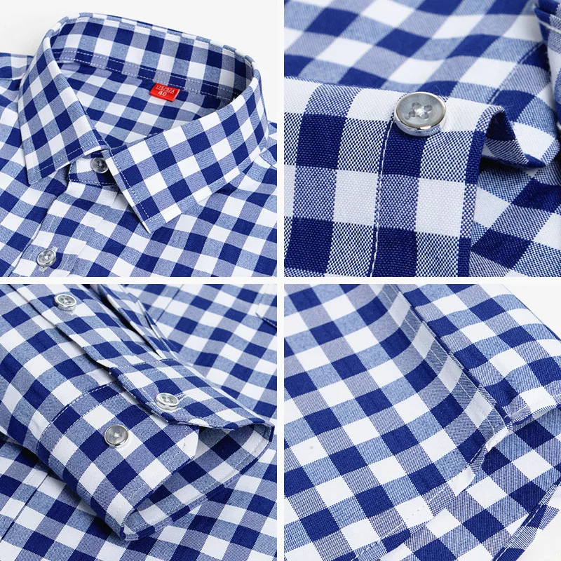 Long Sleeve Men's Shirt New Collection 2022 Autumn Plaid Cotton Polyest Luxury Daily Casual Shirts Leisure Soft Streetwear Style