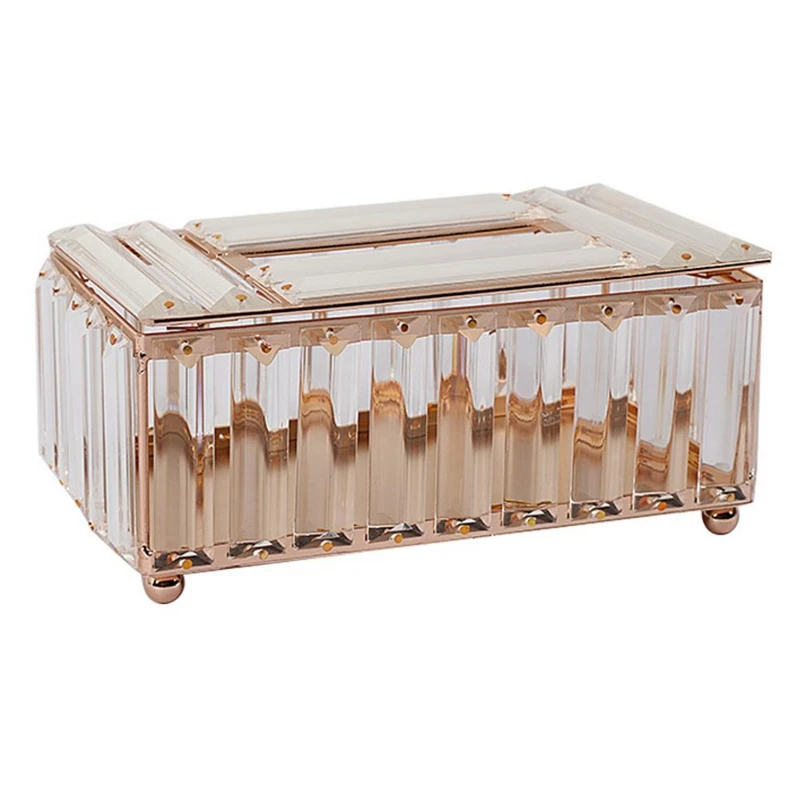 

Tissue Box Crystal Glass Luxury Container Desktop Storage Decoration Paper Towel Case Napkin Tray For Home Hotel