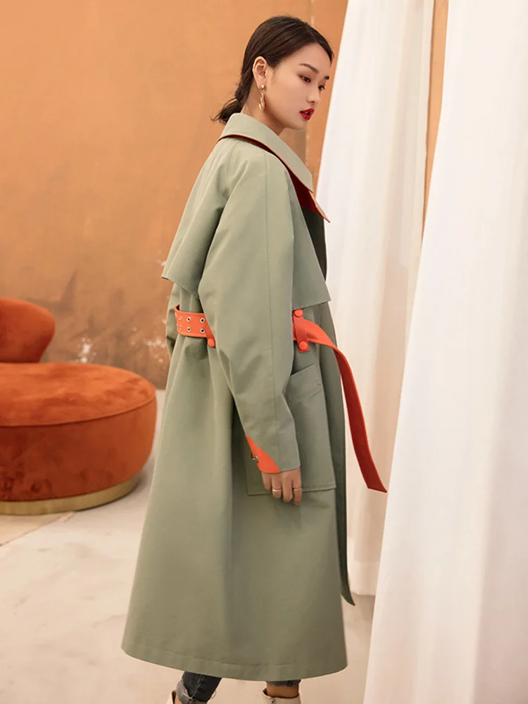 Тренчкот LGRQ женский со шнуровкой модный дизайнерский элегантный контрастный