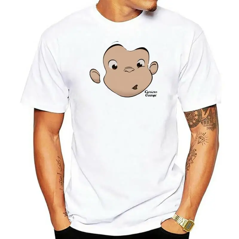 Curious George Big Face Picture Licensed Tee Shirt Adult S-3XL Cotton Short Sleeve