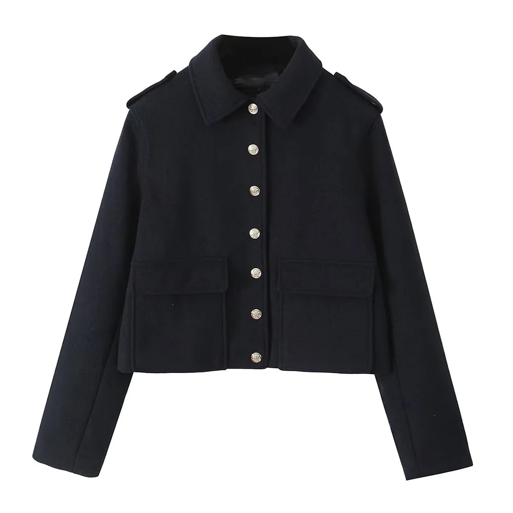 PB &amp ZA женская осень 2024 новая модная мягкая короткая куртка пальто винтажная