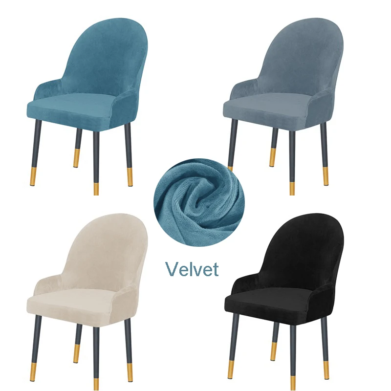 Funda de terciopelo semicircular para sillón, cubierta elástica de Color sólido para...