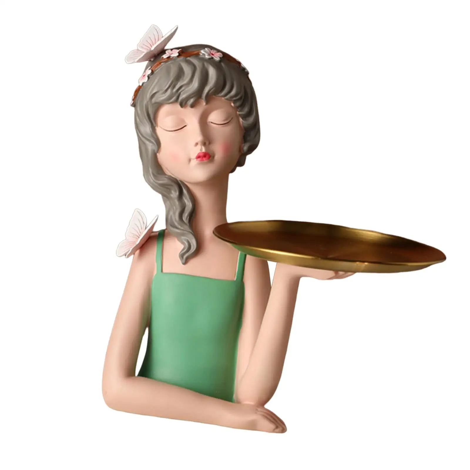 

Resin Storage Tray Statue Crafts Girl Figurines for Entrance Decor Gift