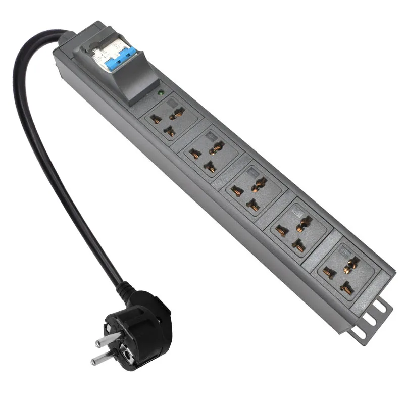 

1.5U PDU Power Strip 5 Unit Universal Network Cabinet Rack web filter outlet extension cord 16A 4000W Aluminium Alloy Socket