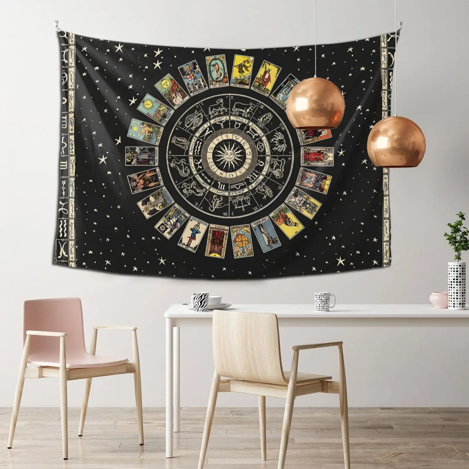 

Mandala Tarot Tapestry Wall Hanging Zodiac Star Plate Sun And Moon Psychedelic Witchcraft Hippie Astrolabe Background Cloth