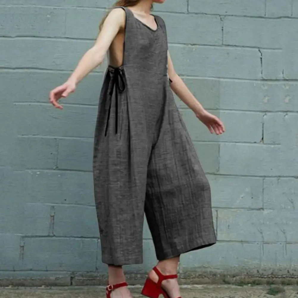 

Beach Jumpsuit Soft Summer Jumpsuit Solid Color Ankle Length Summer Jumpsuit Female Clothes
