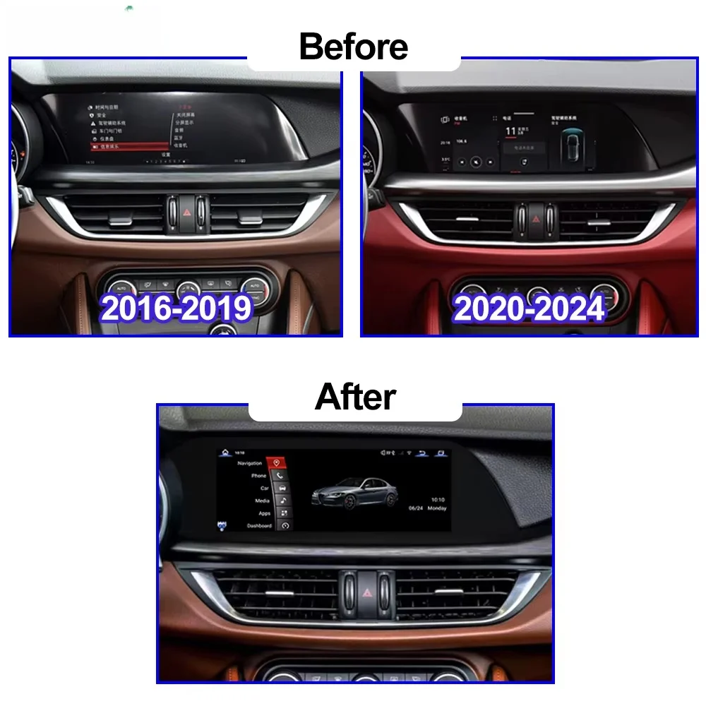 Для Alfa Romeo Stelvio 2017-2024 Qualcomm Android13 Автомобильный GPS Navi Радио Мультимедийный сенсорный