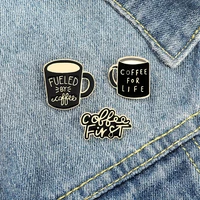 creative and exquisite coffee cup brooch alloy paint coffee for life pin coffee cup badge lapel pin