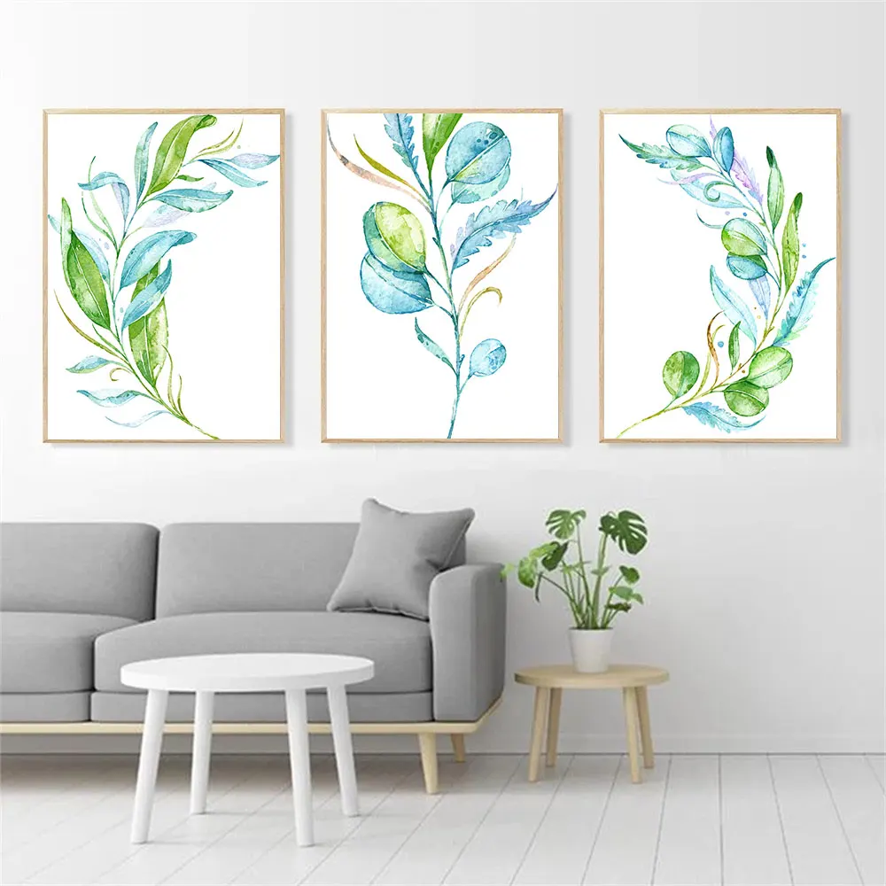 

Colorful Plant Leaf Wall Art Posters and Prints Green Leaves Canvas Painting Nordic Wall Pictures for Living Room Home Decor
