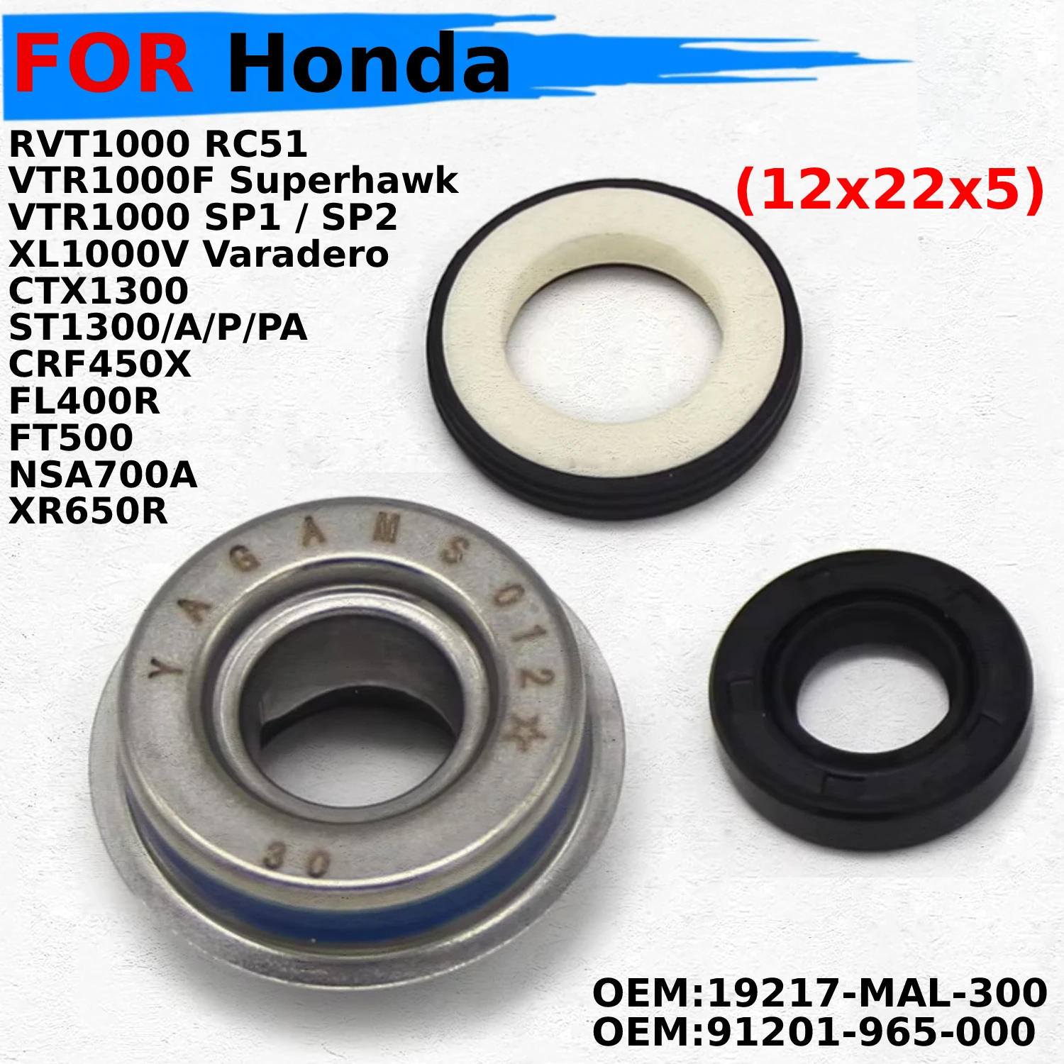 

Уплотнение водяного насоса мотоцикла для Honda RVT1000 RC51 XR650R NSA700A FT500 VTR1000F Superhawk FL400R CRF450X CTX1300 19217-MAL-300