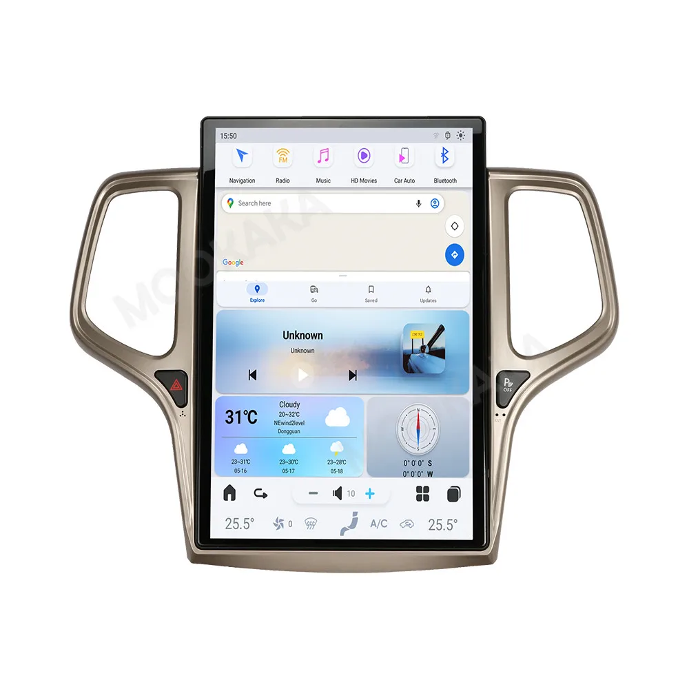 

Т-образный стиль 14,4 дюйма для Jeep Grand Cherokee 2011-2023 14,4 дюйма Android 13,0 8 + 128 ГБ с вертикальным экраном, автомобильная стереонавигация, GPS/DSP/CarPlay