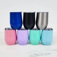 12oz beer cups wine tumbler mug wine glass with lid vacuum thermos egg shaped cup 304 stainless steel bridemaid graduation gift
