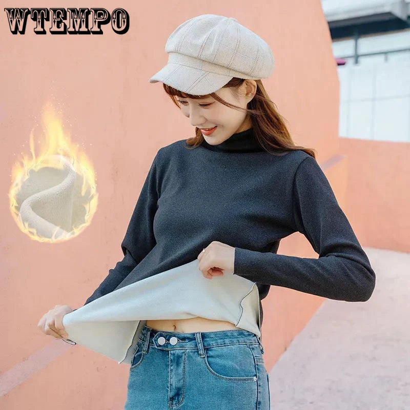 

Plus Velvet Thick Warm Clothing Women Autumn and Winter New Style Double-sided Velvet Half High Neck Sweater Wholesale