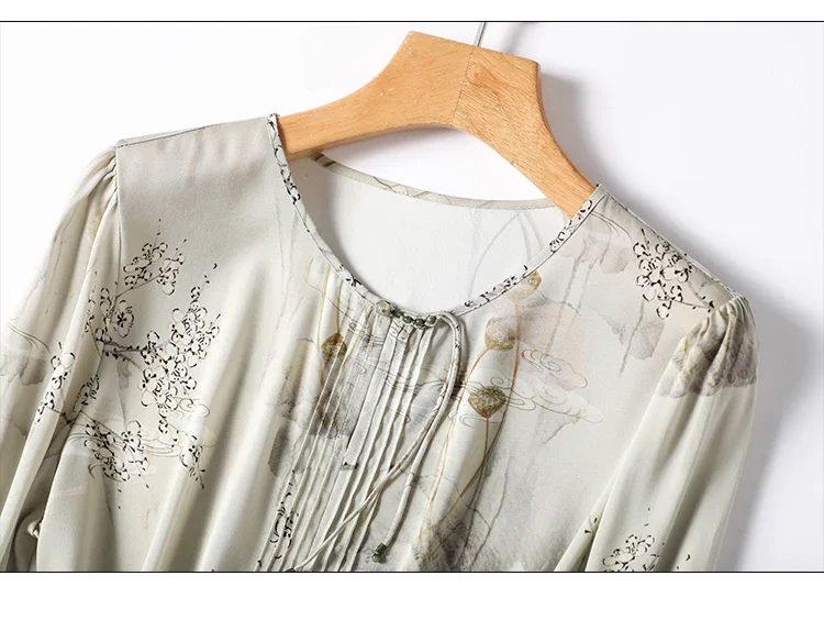 Шифоновая женская рубашка летняя винтажная блузка с принтом трендовая