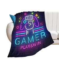 jvairspl weapon gamer play win gaming neon style throw blanket for couch bed 50x40 flannel fleece toddler throw fuzzyfluffy