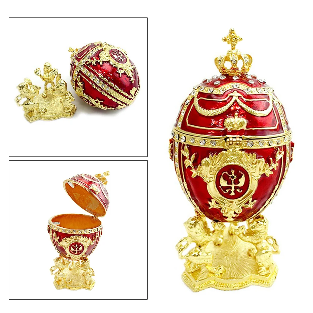 

1pc Egg Studded Painted Shaped Ring Box Creative Organizer Jewelry Box Storage Case Ring Holder for Party Decoration Gift