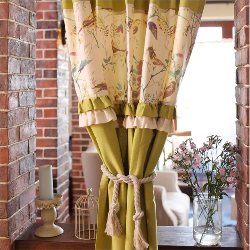 

Занавеска на окна 150*190, занавеска из хлопка и льна, декоративная Короткая занавеска для кухни с цветочным принтом птиц, s 150*190 см