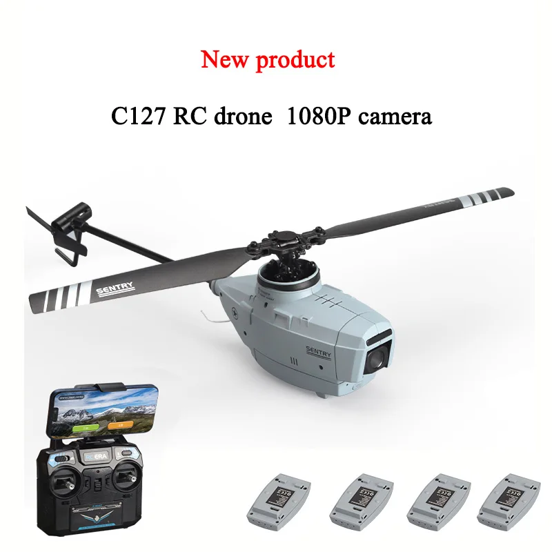 

C127 Wifi 4ch RC Drone 2.4GHz Single Paddle No Aileron Simple 1080P Wide Angle Camera Helicopter 6 Axis RC Toy