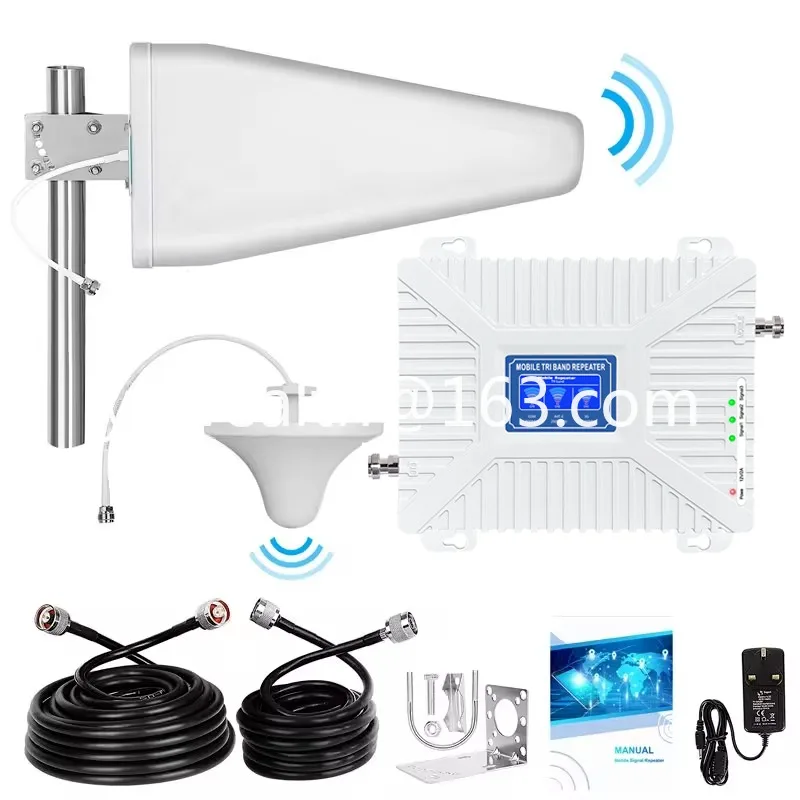 Фото Усилитель мобильной сети 2G 3G 4G GSM WCDMA LTE, 900/2100 МГц, 2.60 квадрильонов, трехдиапазонный, 70 дБ №1