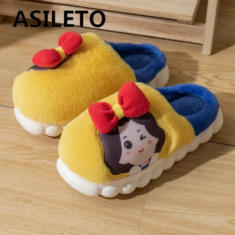 

ASILETO Lovely тапочки для принцессы женская зимняя теплая Новая домашняя мягкая подошва Нескользящая женская обувь смешанных цветов милые для д...
