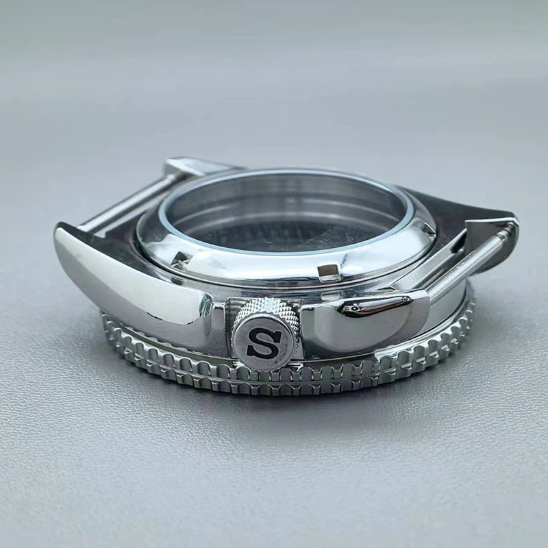 Фото Корпус для часов Mod Silver SKX007 с плоским сапфировым стеклом для NH35 NH36 4R 6R 7S, мужские детали для ремонта циферблата 28,5 мм №5