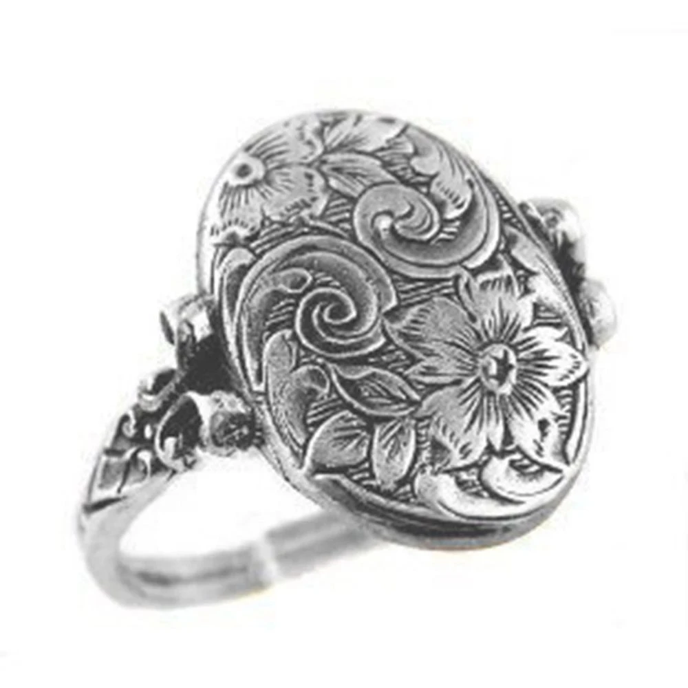 

Retro Fashion Trend Ring Silver Color Design Carving Flower Patterns Wedding Anniversary Engagement Women Jewelry Gift