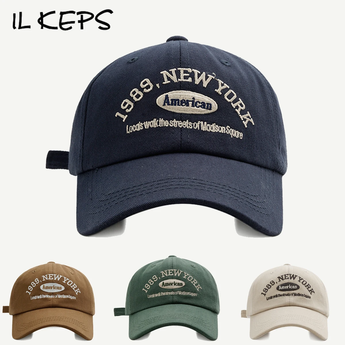 

Американская Женская кепка IL KEPS с вышивкой Нью-Йорка для мужчин и женщин, бейсболка, Мужская солнцезащитная Кепка, Снэпбэк Кепка в стиле K-POP, ...
