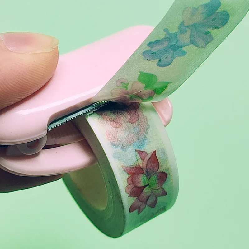 

Mini Washi Tape Cutter Small Solid Color Tear Masking Tape Machine Portable Stainless Steel Serrated Blade Cutter Scrapbook Tool