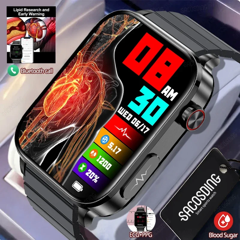 Мужские смарт-часы с измерением глюкозы в крови липидов мочевой кислоты тела
