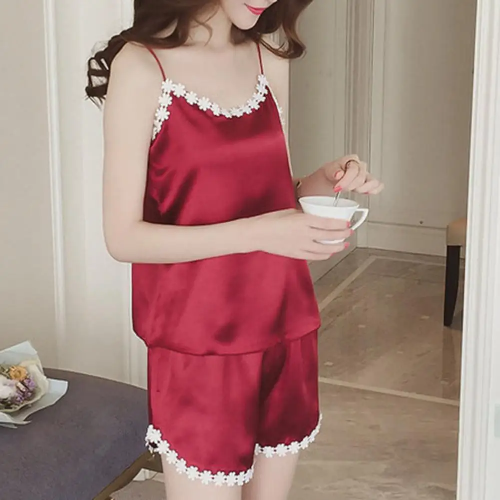 

Женские пижамные комплекты с эластичным поясом, Короткие штаны с открытой спиной, Цветочный декор, одежда для сна
