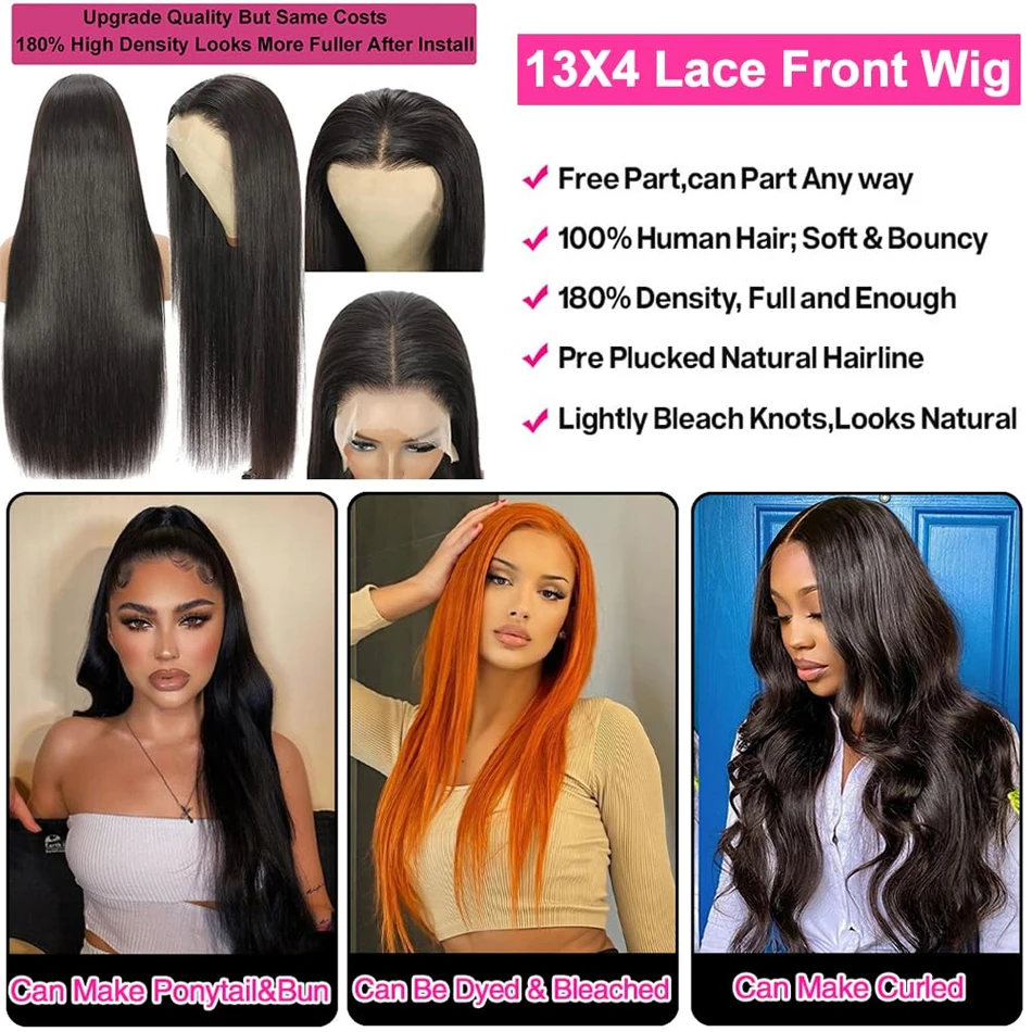 Парики из человеческих волос на сетке 13x4 8-30 дюймов