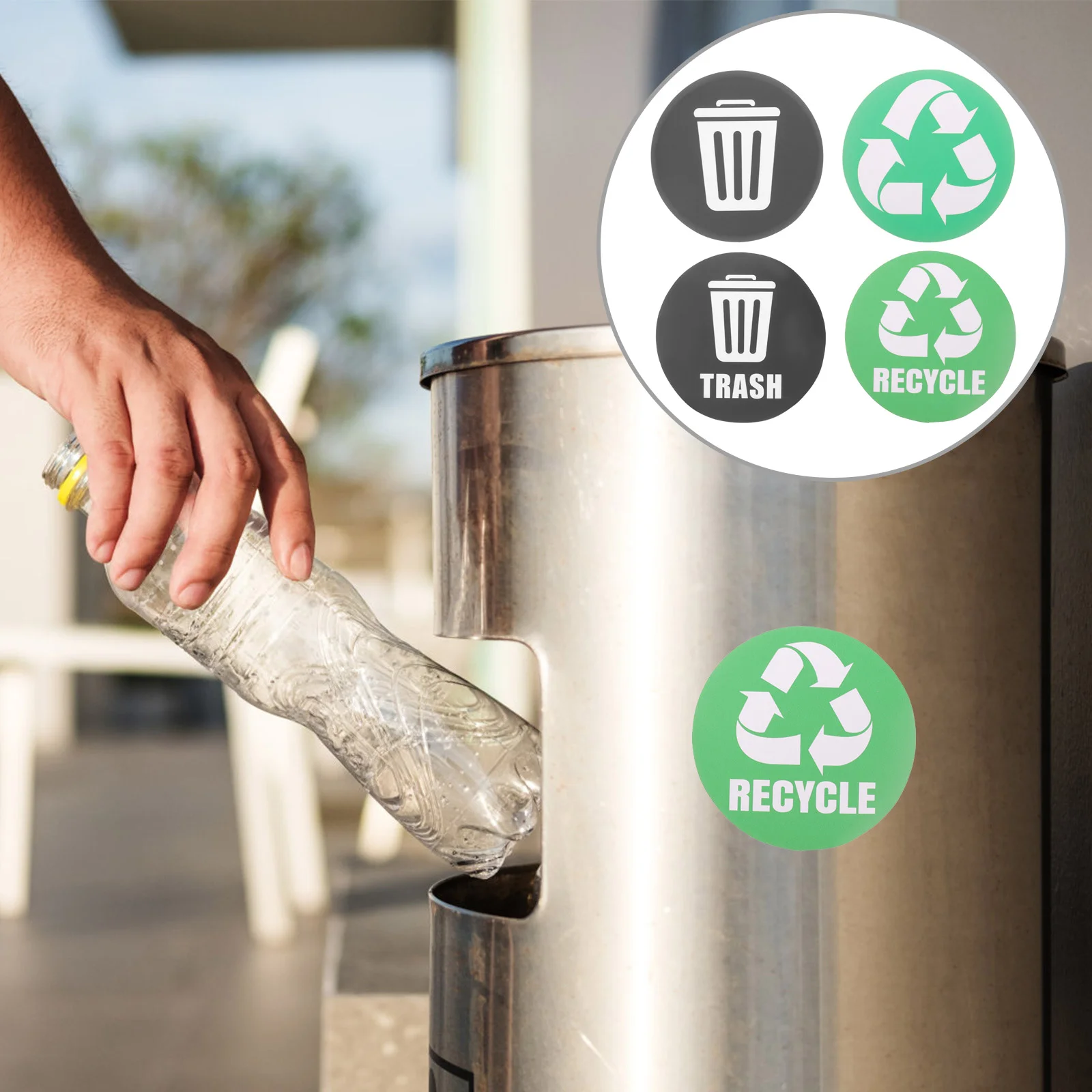 

12Pcs Waste Bin Sticker Trash Bin Sign Label Sticker Waste Sorting Decal Sticker