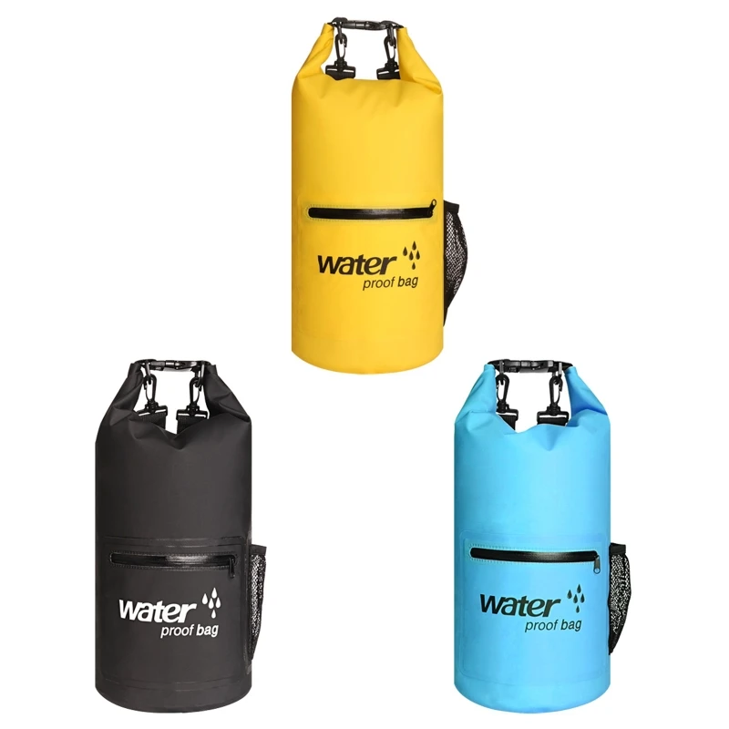 

10L/20L Waterproof Dry Bag with Zipper Pocket Swimming Roll-Top Storage Backpack