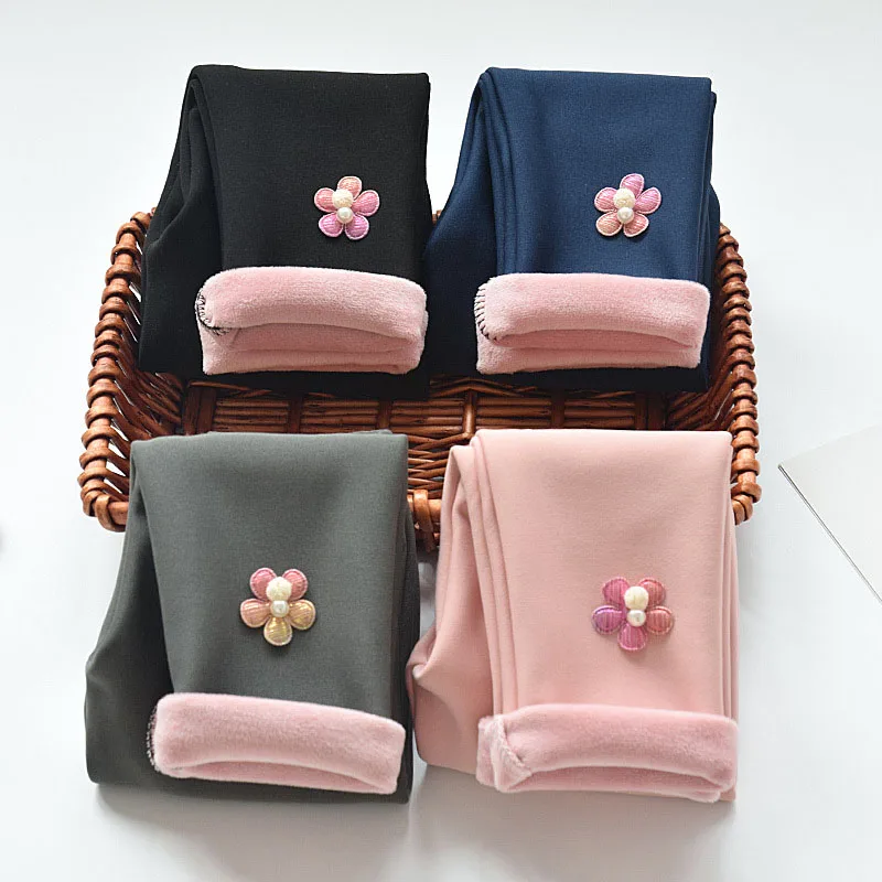 

Winter Fleece Leggings For Kids Girl Thicken Warm Tights Pants 2 To 10 Years Children's Clothings Trouser Pantalones Black Pink