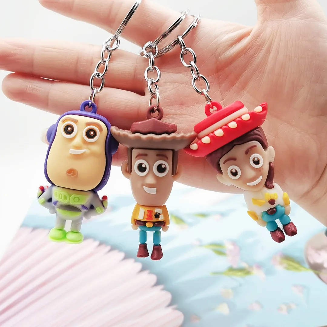 

Disney Anime Toy Story Woody Buzz Fashion Toy Figures Keychain Cartoon Keyholder Birthday Unisex Gifts New