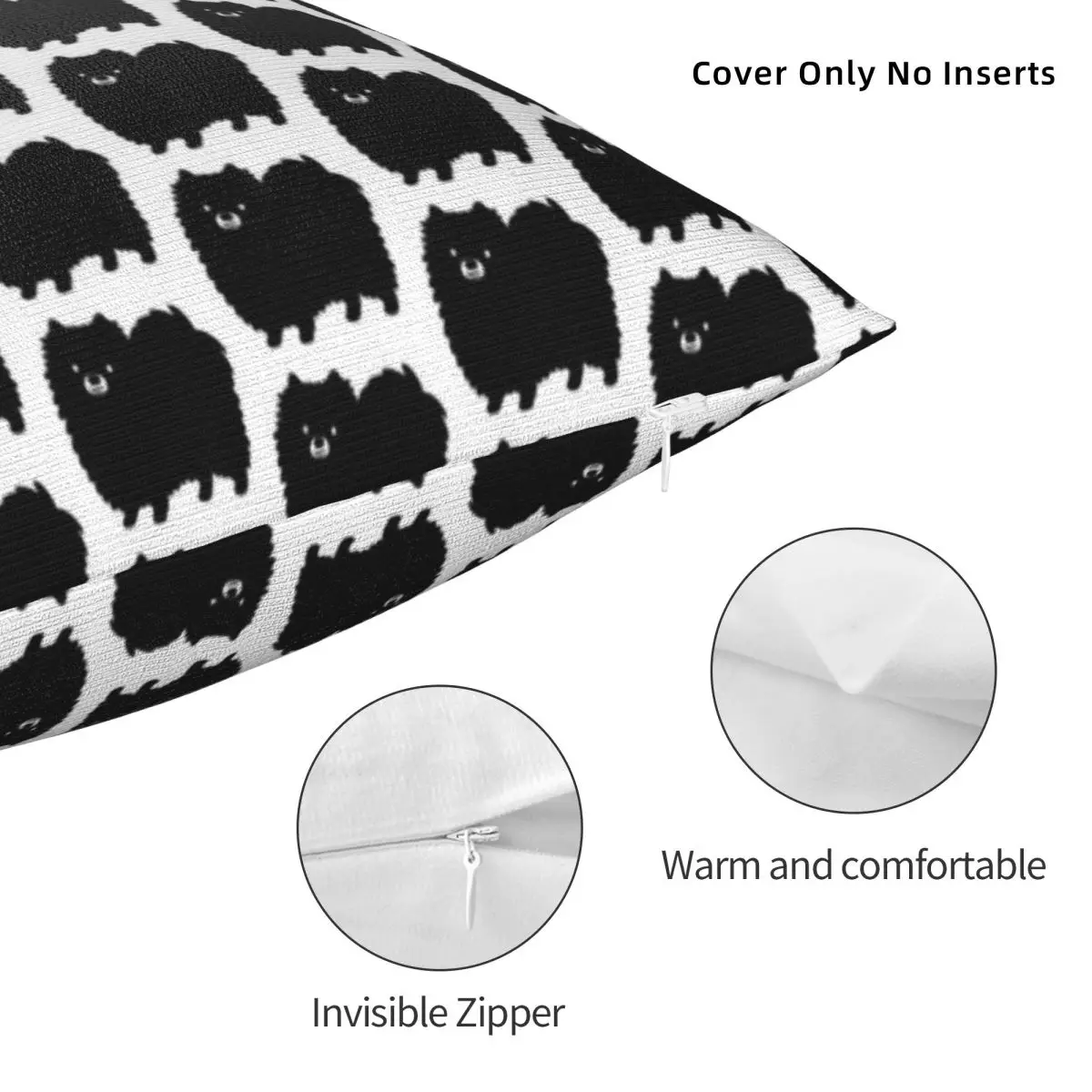 Милая пушистая наволочка с рисунком собаки из черного померанского шпица