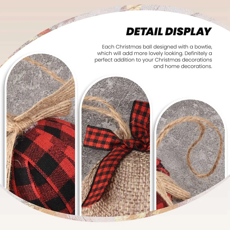 Украшения для рождественской елки 12 шт. 2-1/2 дюйма клетчатая строчка из мешковины
