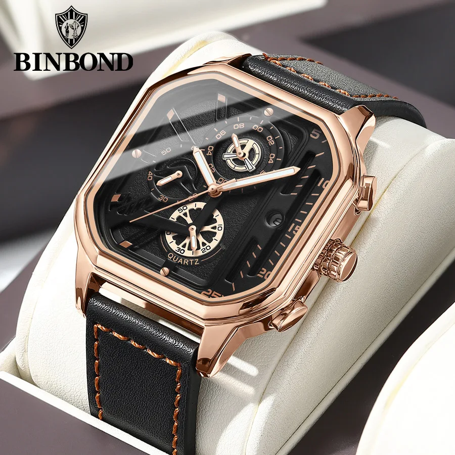 Hot selling high-end men's business quartz watch luminous waterproof belt watch small three needle square rice waterproof watch