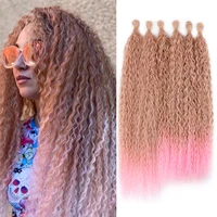 synthetic long kinky curly hair weave bundles hair extensions ombre brown pink grey loose deep wave bulk hair for women blonde