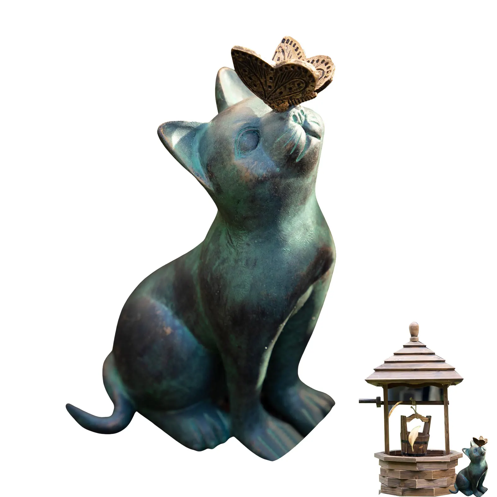 

Cat Butterfly Statue Resin Cat Sculpture Ornament Home Decor Fairy Garden Yard Art Decorative Figurine For Indoors/Outdoors