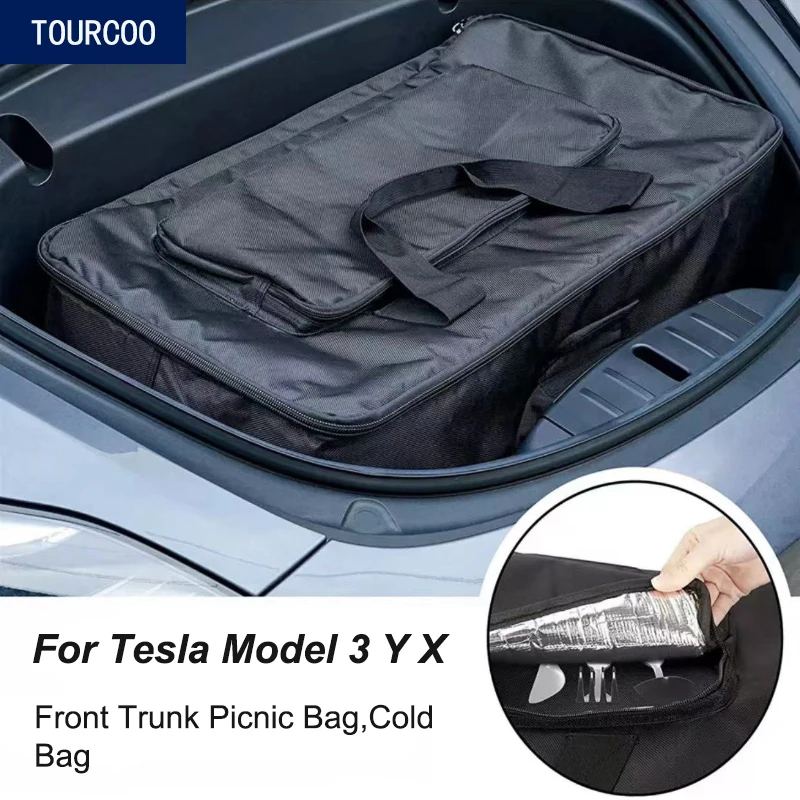 For Tesla Model 3 Y X Front Trunk Picnic Bag Cold Bag Trunk Food and Tool Bag