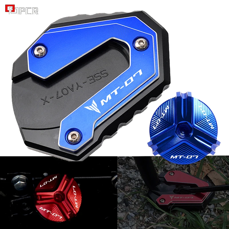 

For Yamaha MT07 MT 07 MT-07 2014-2018 2022 2021 2020 2019 Motorcycle Kickstand Plate Pad Foot Side Stand Accessories Oil Cap