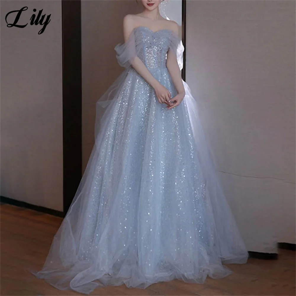 Элегантное сексуальное свадебное платье Lily Dusty Blue сетчатое знаменитости с