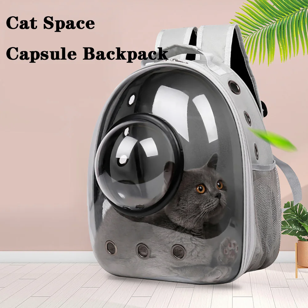

Прозрачный рюкзак для домашних животных, Воздухопроницаемый дорожный ранец в виде капсулы с котом, окном, космосом, щенком, астронавтом, пузырьком, переносная сумка