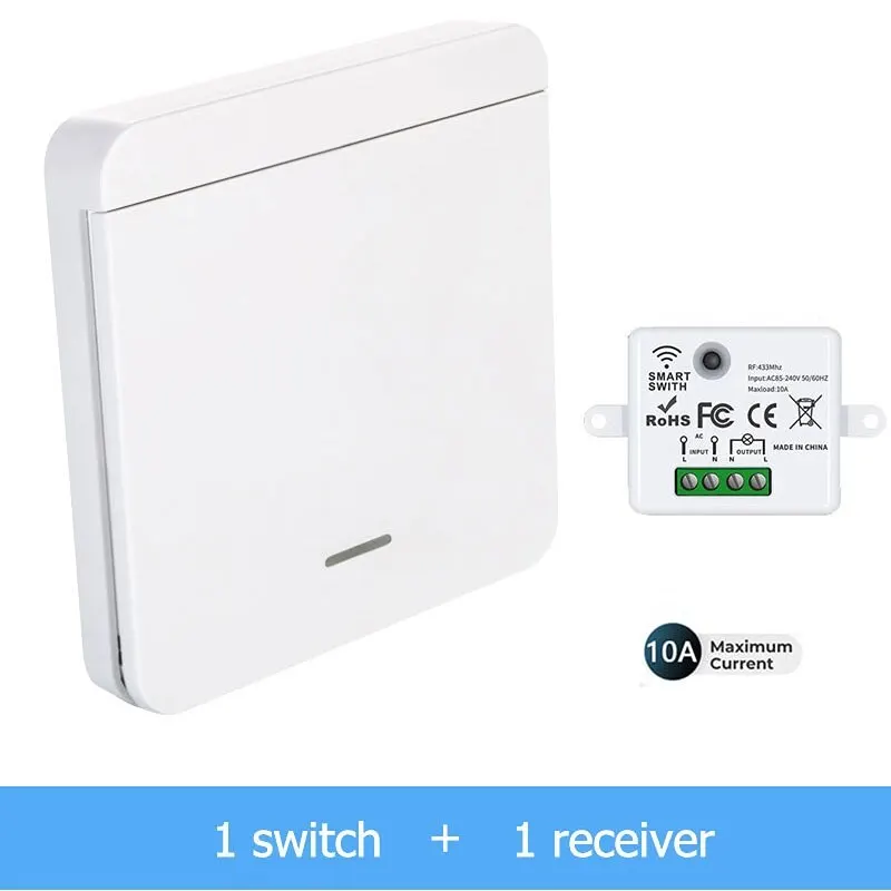 

Беспроводной выключатель света RF 433 МГц белый
