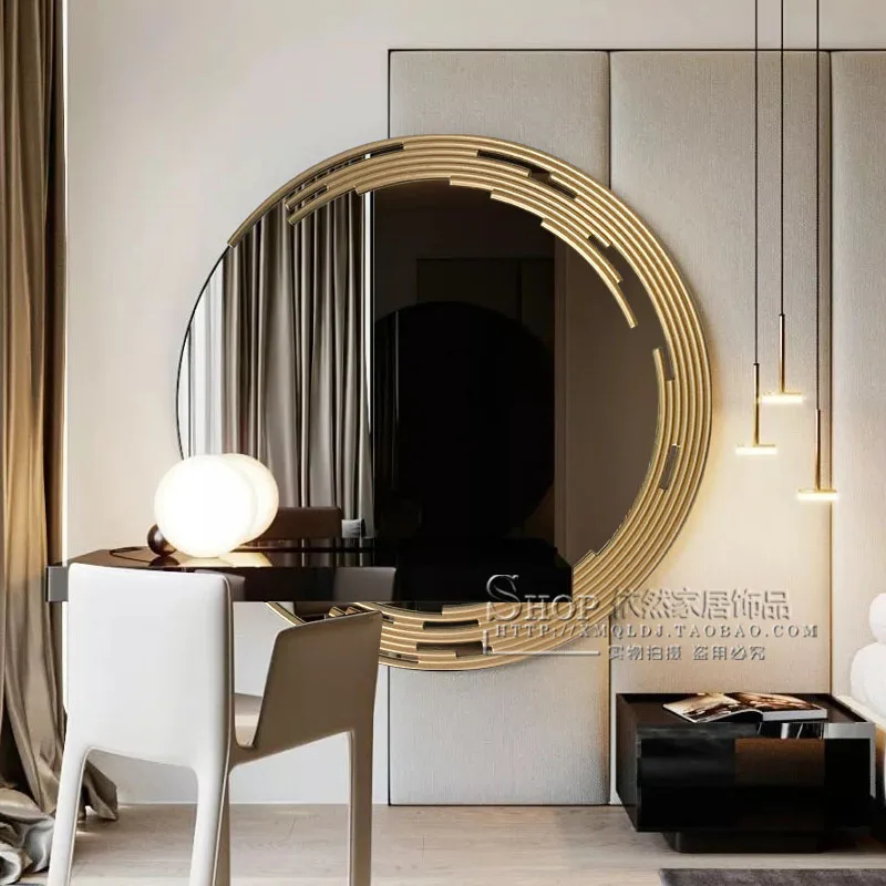 

Round Large Decorative Mirror Bedroom Light Vanity Luxury Decorative Mirror Bathroom Gold Luxury Espejos Grandes Wall Decor
