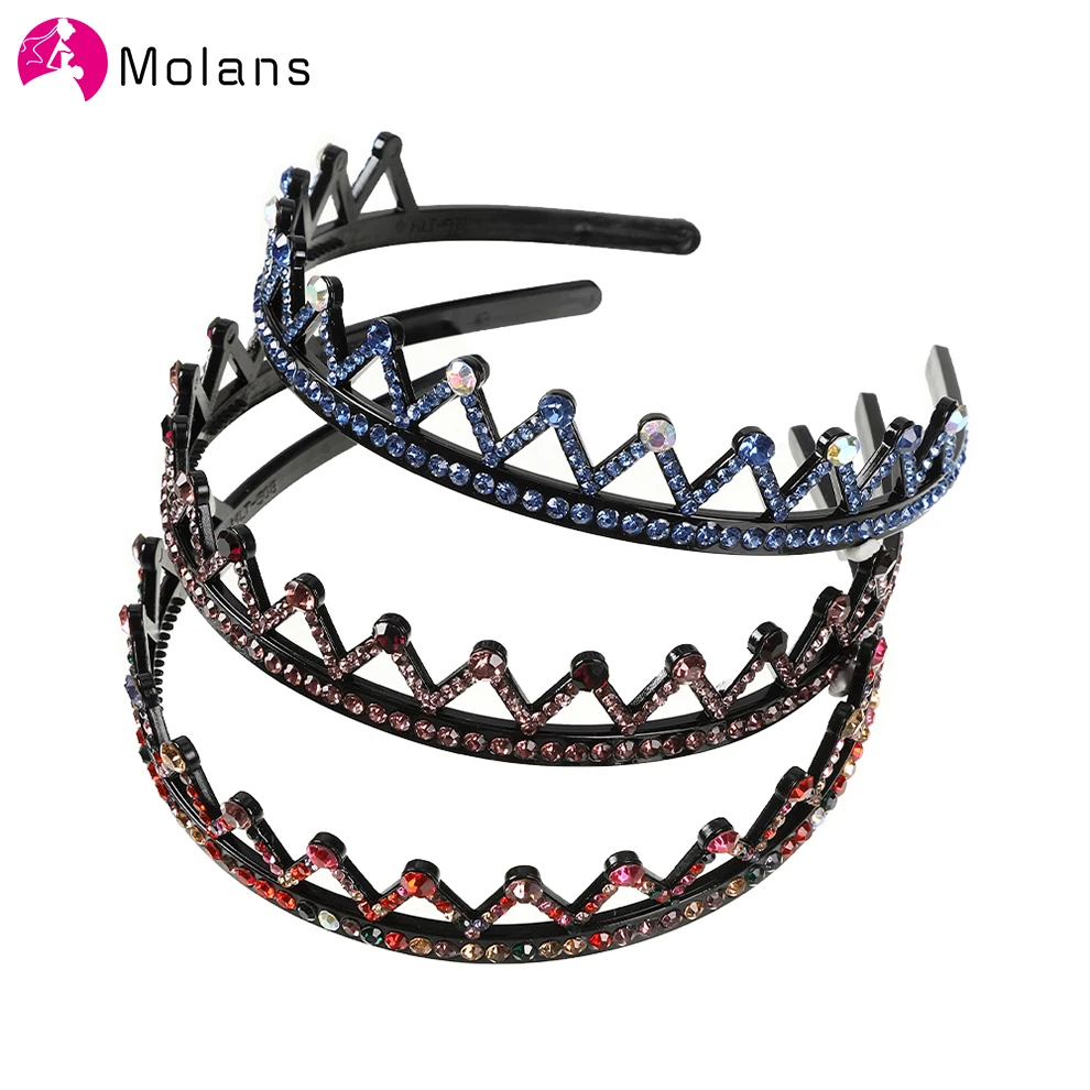 

Molans New Rhinestones Headband For Women Shiny Crystal Hairbands Hoop Bezel For Girls Non-slip Hair Accessories Headwear