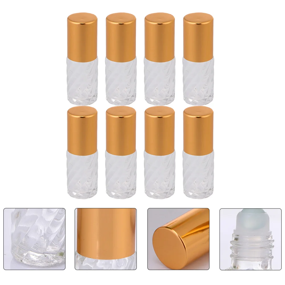 

8pcs 5ml Practical Roller Bottle Refillable Glass Bottle for Travel Home