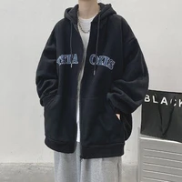 oversized letter print zipper hoodies for men streetwear mens jacket harajuku sweatpants male pocket long sleeve korean clothes