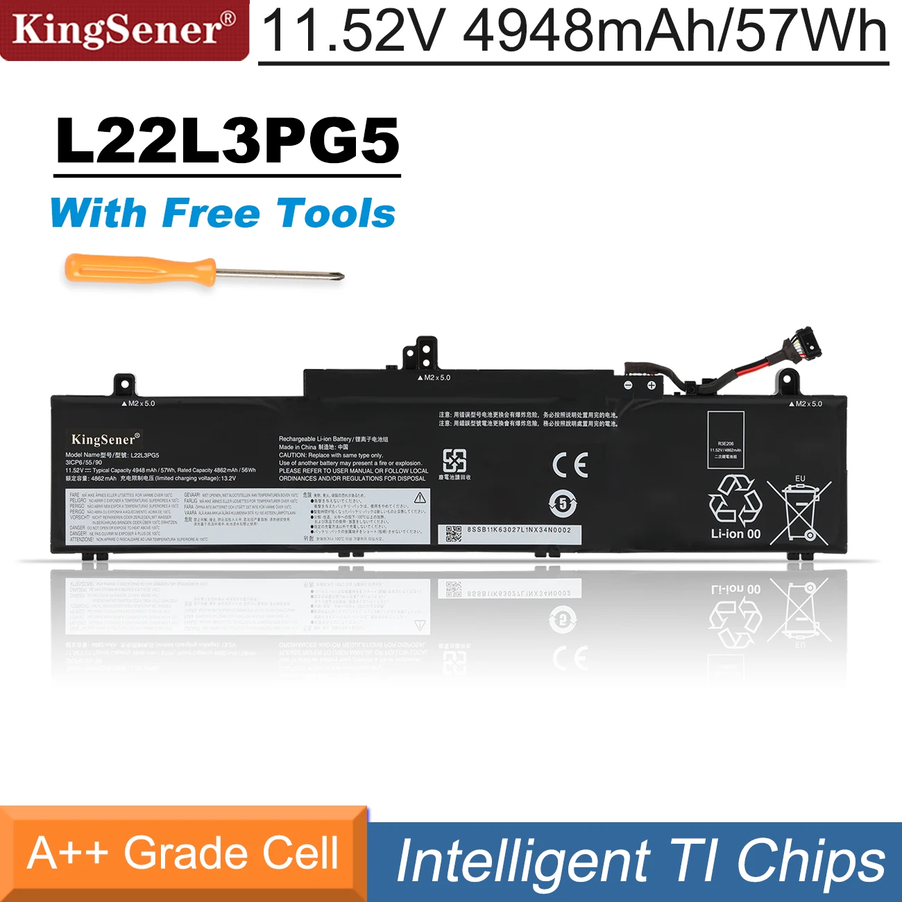 Аккумулятор KingSener L22L3PG5 для ноутбука Lenovo ThinkPad E14 G5 E16 Gen 1 L22B3PG5 L22C3PG5 L22D3PG5 L22M3PG5 11 52 в 4948